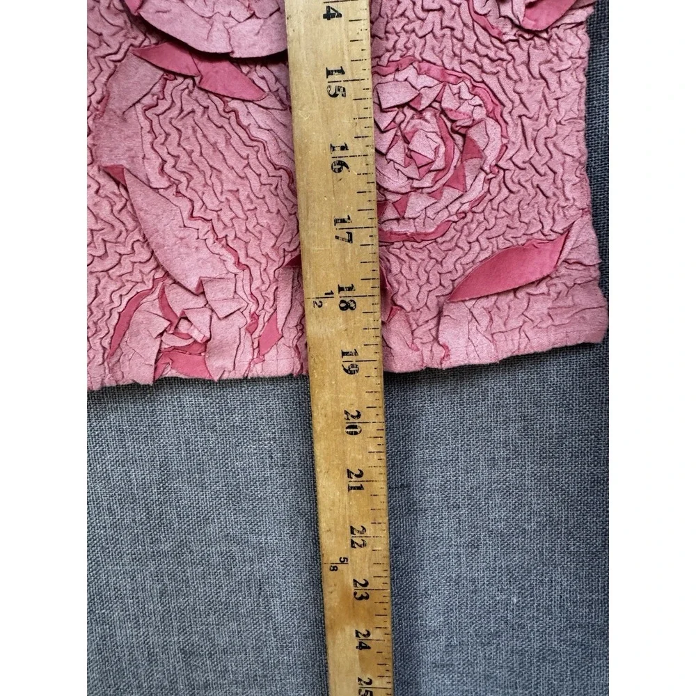 Alberto Makali Pink 3D Floral Rosette Textured Top Small Feminine Artsy Designer - Picture 2 of 5